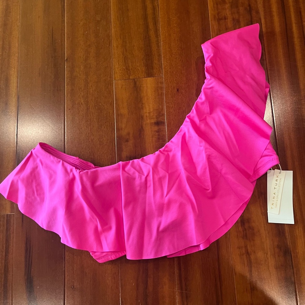 Hot Pink Ruffle Bikini Top‎ Trina Turk Swim & Spa Cap Sleeve Barbiecore New Sz 6
